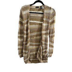 👗 2/$30 👗 Moda INC Open Knit Cardigan Sweater S Beige & White sz S